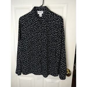 Pendleton Woman 14 Shirt Collared Button Formal Business Career Black White...